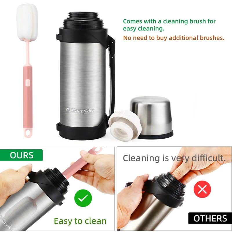 HoneyBee Vacuum Insulated Bottle Coffee Thermos 41 Ounce Thermos for Hot Drinks Keep Liquid Hot or Cold 24 Hours Thermos & Perfect Size Cleaning Brush Portable Bpa-Free Termos Para Cafe - Image 5